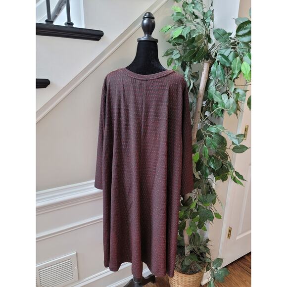 Ellos Shift Dress Women's Size 1X Brown's Polyester Long Sleeves - Picture 5 of 12